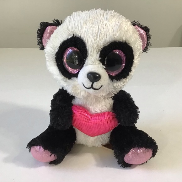 Ty Beanie Boos CUTIE PIE Panda Bear 6” Plush Stuffed Animal Holding Heart - Picture 1 of 10
